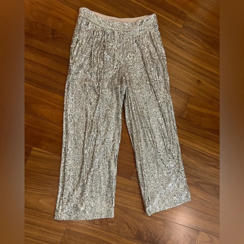 Express Sequin cropped Pants size S - Picture 2 of 10
